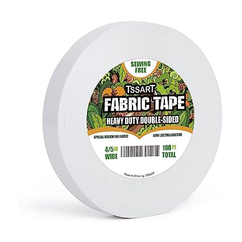 TSSART Heavy Duty Fabric Tape - Sticky Double-Sided Tape Strong Adhesive Cloth Leather Tape Press-on Tape, No Sewing or Ironing, Gluing, Alterations and Hemming Tape - 4/5inch Wide 180FT Long… Cover