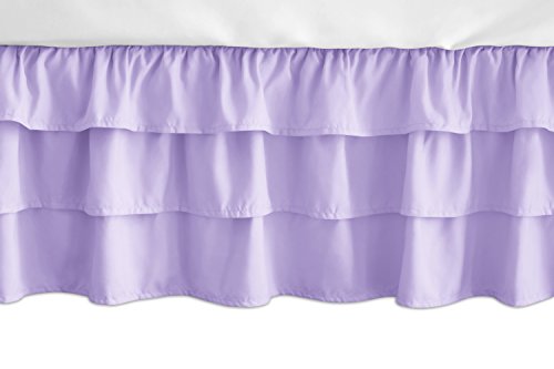 Sweet Jojo Designs Solid Lavender Girl Ruffled Tiered Baby Crib Bed Skirt Dust Ruffle For Pink And Purple Butterfly Collection #TOP4