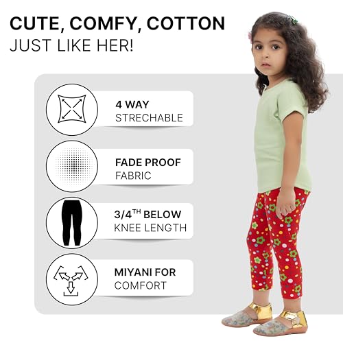 comfycute Pure Cotton Capri for Girls Kids | Stretchable Non-Transparent Soft & Comfortable, Breathable Skin-Friendly, Regular Fit, Bottom Wear for Daily Use - Image 4 thumbnail