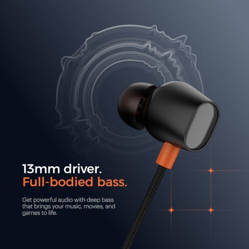 Image of Noise Chord 200 Type-C Wired Earphones | 13mm Driver | in-Line Mic with Voice Assistant | Magnetic Snap-Fit Earbuds | Tangle-Free Cable | Multifunctional Controls - Jet Black
