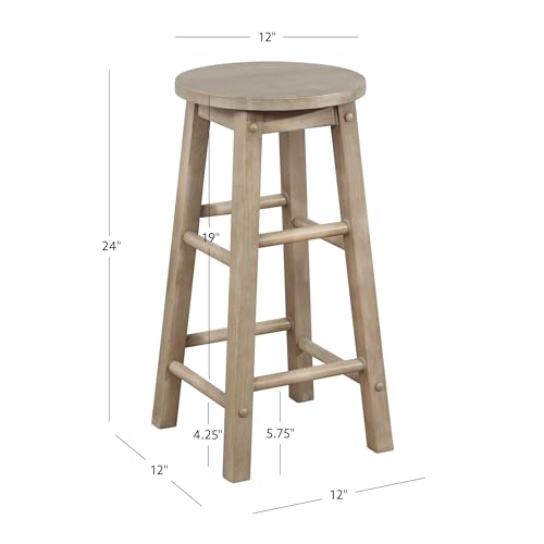 Image of Linon Zeke Grey Wash 24 inch Counter Stool with Round Seat