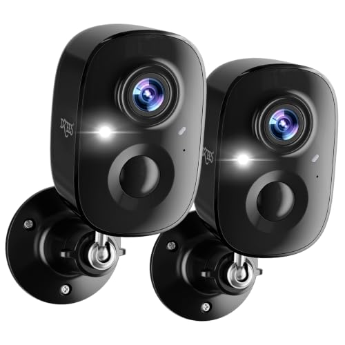 Image of Dzees 2K Security Cameras Wireless Outdoor, Indoor-Outside WiFi Battery Powered Camera for Home Security,Color Night Vision,2-Way Talk,AI Motion Detection,Spotlight Siren Alarm,SD /Cloud Storage,2 Pack