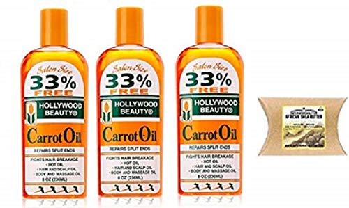 Hollywood Beauty Carrot Oil (8 oz)-(3PCS) With African Shea Butter