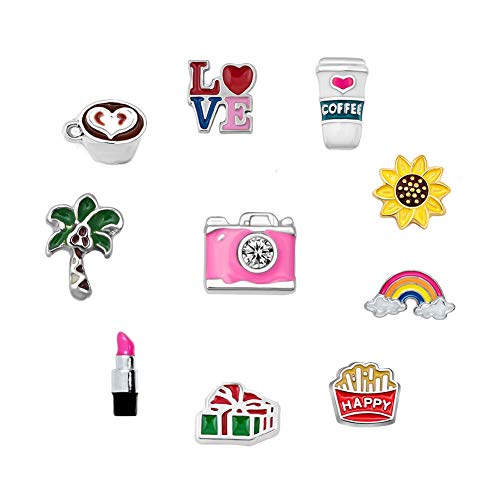 10 Pcs Leisurely Holiday Coconut Coffee Floating Charms for Synthetic Glass Living Memory Lockets Necklace & Bracelets