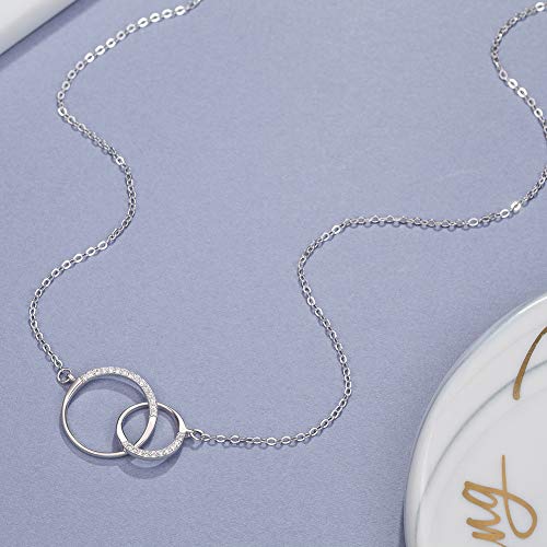 Mother Daughter Gifts, Sterling Silver 2 Circle Mother Daughter Necklace, Mom Birthday Gifts, Mother's Day Jewelry4