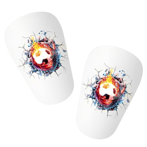 Extra Mini Shin Guards Soccer, 3.9x2.4in Mini Shin Pads Soccer Small Shin Guards Tiny 3D Football Pattern Miniature Sport Equipment Protective for Men Women Boys Girls and Kids(white)