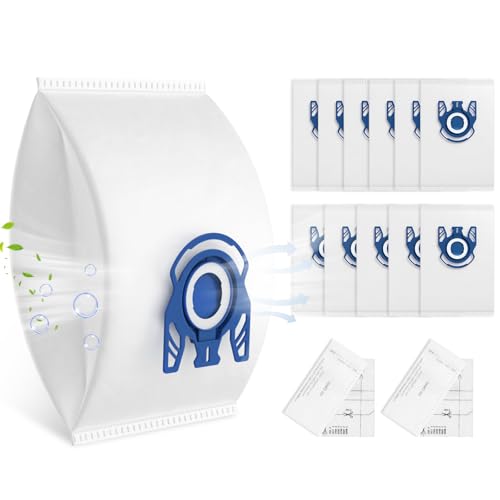 12 Pack 3D Airclean GN Vacuum Bags Compatible with Miele Classic C1, Complete C1, Complete C2, Complete C3, S227 S240, S270, S400, S2, S5, S8 Series Canister Vacuum Cleaner