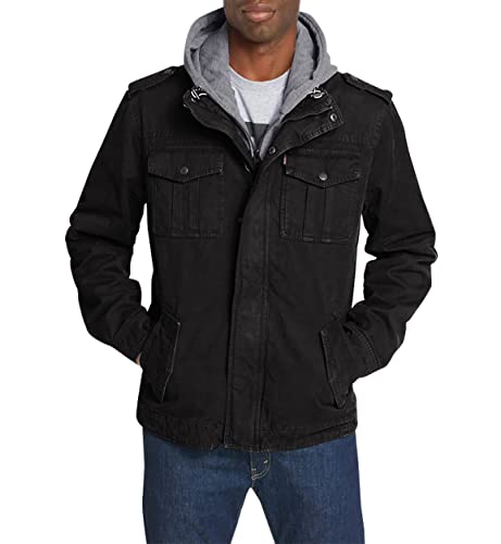 Image of Levi's Men's Washed Cotton Hooded Military Jacket (Regular & Big & Tall Sizes)