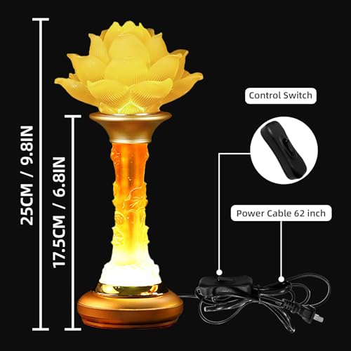 Image of Lotus Lamp 7 Color LED Petal Buddhist Buddha Lamp Light (10in) | Colorful Styling;Alloy Glass;Multi-scene Gift;Fine Craft