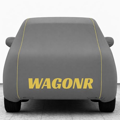 Image of Kings of Cover New Grey 100% Waterproof Wagon R Car Cover | Polyester Car Body Cover for Rain & Sun | UV Protection, Dustproof, Scratch Resistant, Windproof, Heat Resistant, Custom Fit