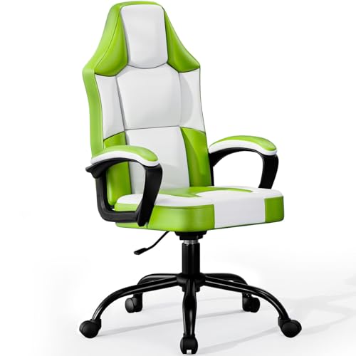 Sedia Gaming Ergonomica Blu, Poltrona Gaming in Pelle PU Traspirante, Gaming Chair Regolabile in Altezza, Sedie Gaming Girevole Mobile, Comoda Poltrona Gamer per Adulti e Bambini (Verde)