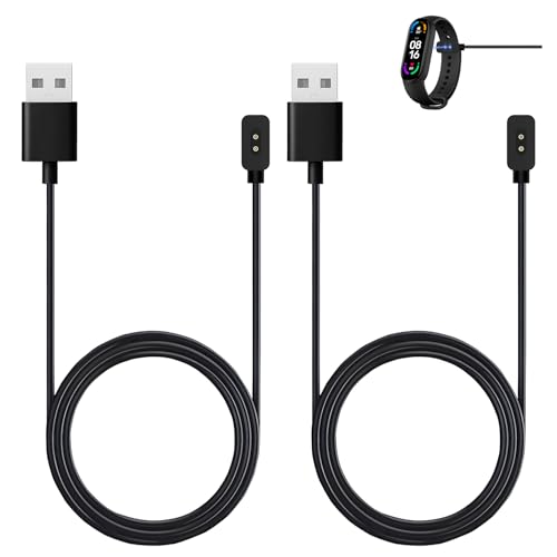 2 Pezzi Caricatore Compatibile con Mi Band 9/9 Pro/9 Active/8/8 Pro/8 Active e Redmi Watch 5/4/3 Lite/2, Cavo Ricarica per Mi Band Magnetico USB 1M Sicuro e Veloce, Caricabatterie per Smartwatch, Nero
