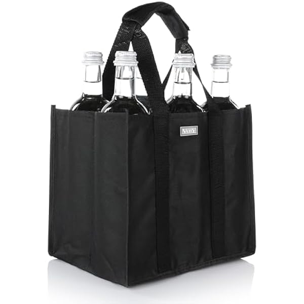 Vaily Torba na butelki - Praktyczny pojemnik na butelki z 6 przegrodami - Torba na butelki 6 x maks. 1,5 litra - Idealna na zakupy i do transportu pustych butelek - 27 x 18 x 23 cm