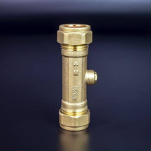 Kudos-Trading -15mm DZR Double Check Valve WRAS Approved Compression Fitting Non Return Valve One Way Issolation Valves Prevents Backflow and Contamination.