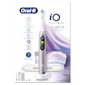Oral-B iO9 Electric Toothbrushes For Adults, App Connected Handle, 1 Toothbrush Head, Charging Travel Case, 7 Modes, Teeth Whitening, 2 Pin UK Plug, Special Edition
