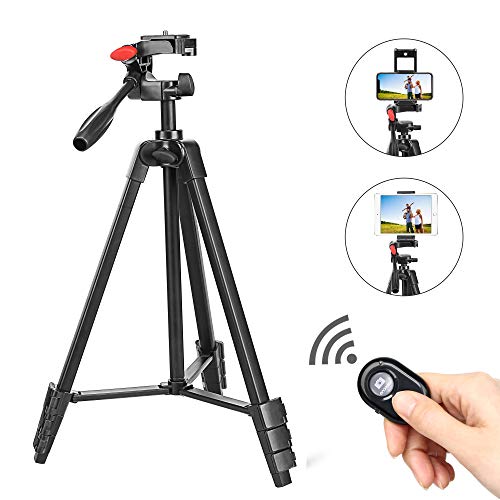 ZOMEI Phone and Ipad Tripod, Video Tripod for Cellphone,Travel Selfie Tripod for Samsung, Huawei,iPhone,Camera and Gopro with Bluetooth Remote Control Universal Smartphone iPad Stand