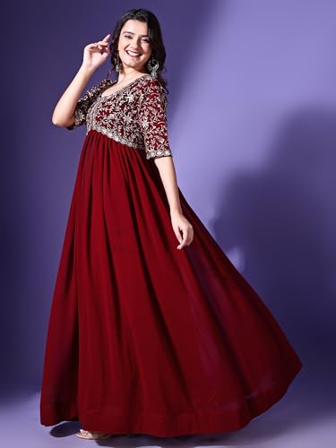 Image of Fashion Basket Georgette Embroidered Anarkali Dress for Women