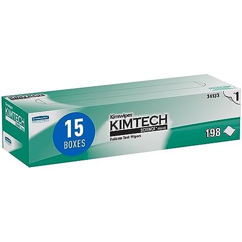 Kimtech 34133 Kimwipes Delicate Task Wipers, 1-Ply, 11 4/5 x 11 4/5, 198 Count (Pack of 15), White Cover