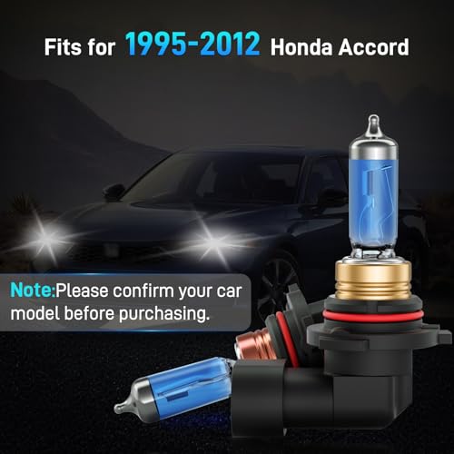 Image of XFLHEHD Fits for 1995-2012 Honda Accord Halogen Headlight Bulbs Combo, Ultra Bright 5000K White High Low Beam Headlight Bulbs, Plug and Play, 4 Pack