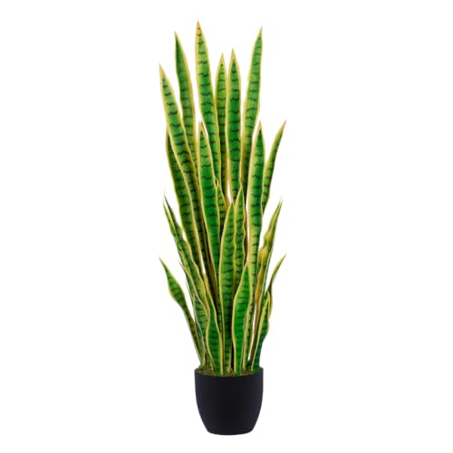 Keeplush 4ft Artificial Snake Plant &ndash; 46in Faux Sansevieria Plants, Fake Floor Plant for Indoor...