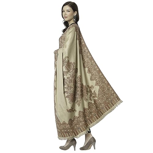 Women's Pashmina Wool Blend Indian Handicraft Woven Shawls, Scarf, Wraps [ Size: 40" X 80"]4