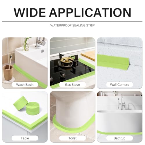 Image of 3 Rolls 10.5 Feet Caulk Tape Toilet Caulking Strip Self Adhesive Bathroom Sealing Peel and Stick Caulk Strip for Bathtub, 1.5 Inches