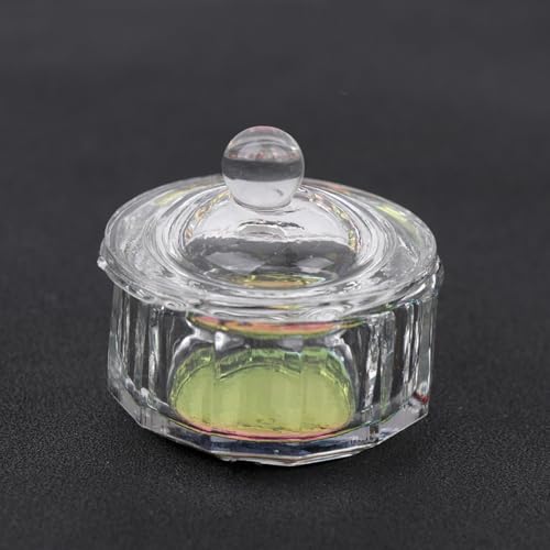 3 piezas tazones de vidrio para manicura con tapa miniatura 5