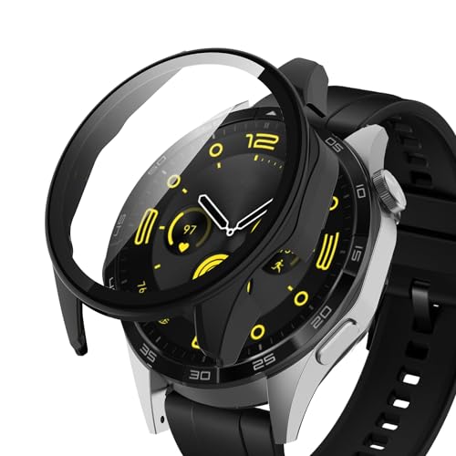 AiMaoo Huawei Watch GT 4 46mm Ή P[X KXtB ی Jo[ d|PCf ̉ ϏՌ h~ ϐFh~ SʃJo[ Sʕی X}[gEHb` Huawei Watch GT 4 46mm p (u