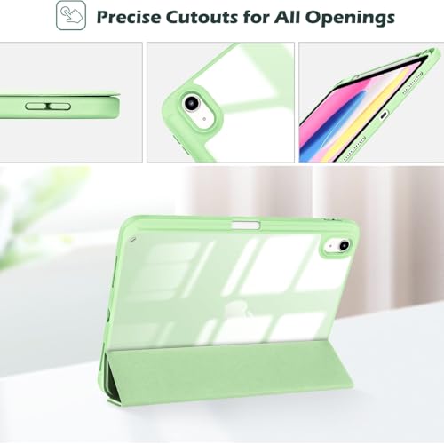 Image of MOCA Case for iPad A16 11th Gen 11 Inch 2025 & iPad 10th Gen 10.9 Inch 2022, Clear Back Cover, TPU Shockproof Frame, Auto Wake Sleep, Slim Transparent Protective Tablet Case (Matcha Green)