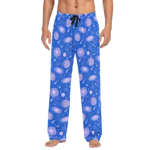 Men's Pajama Bottom Galaxy Swirls Stars Constellations Cotton Pajama Pants Drawstring Sleepwear Long Pants Pockets