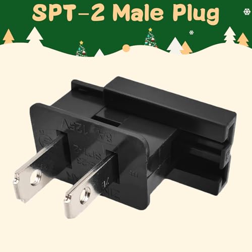 Image of 25 Pack SPT-2 Vampire Male Plug Slip Plug Zip Plug Gilbert Plug Male Plug for Christmas Lights Sets (SPT-2 Black Male)