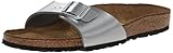 Birkenstock Womens Madrid Patent Shiny Silver Birko-Flor Sandals 37 EU