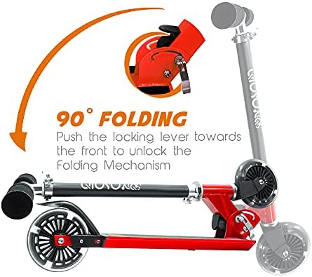 Kids Scooter Ages 6-12 Boys Girls with Light Up 2 Wheels, Folding Scooters Adjustable Height, Support 100KG