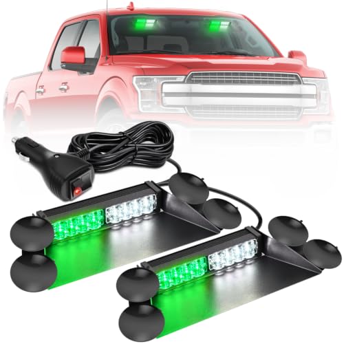 Image of Nilight 16LED Green White Dash Strobe Light Cigarette Lighter Plug