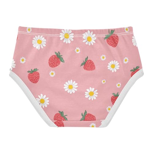 Wusikd Cute Strawberry Daisy Pink Girls' Underwear Cotton Girls Briefs Soft Toddler Underwear 2T2