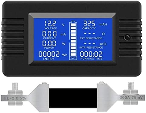 SLSFJLKJ Multifunction Battery Monitor Meter,0-200V,0-300A LCD Display Digital Current and Voltage Detector