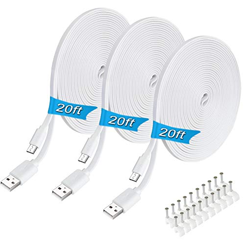 Power Extension Cable for WyzeCam Pan,WyzeCam,Kasa Cam,YI Dome Home Camera,Furbo Dog,Nest Cam,Blink,Netvue,Oculus Go,Arlo Pro Q,Amazon Cloud Camera,Charging Cord for Home Security Camera 20Ft