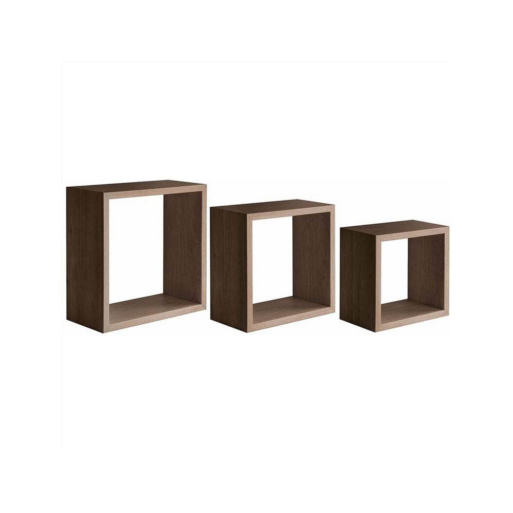 KasahomeSet of 3 Wall Shelves – Wall Cabinet in MDF Wood – Suitable for Furnishings – Modules for Home, Office, Shop, Dark Brown