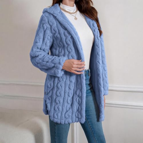 Fleece Jacket for Women Oversized Hooded Sweatshirt Fuzzy Hoodie Jacket - image 3
