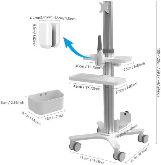 Carro Móvil para Estación De Trabajo Dental con Soporte para Escaneo Oral Y Soporte para Monitor para Uso En Consultorios Médicos Y Laboratorios.