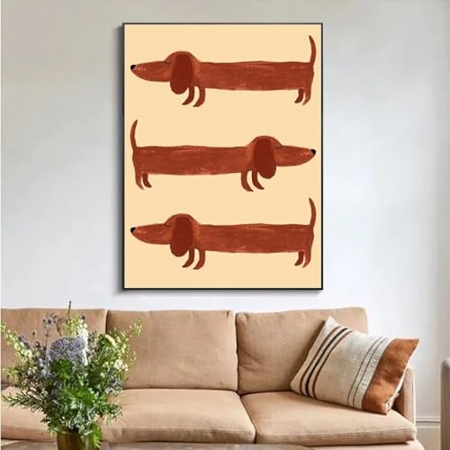 Affiche chien teckel drôle 40x60cm pour décoration salon moderne