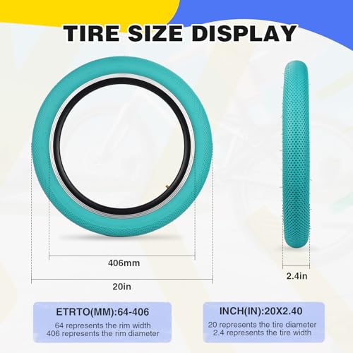 20 x 2.4 inch Bike tire Blue BMX tire 20 inch 2 Pack 20 Bike