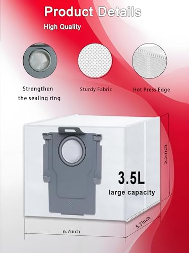 Image of 4 Pack Disposable Vacuum Dust Bags Replacement for Roborock S8 Pro Ultra, S8+, S7 Max /MaxV Ultra, Q8 /Q7 /Q5 Max+, Q5 Pro+, Q7+, Q5+ Model
