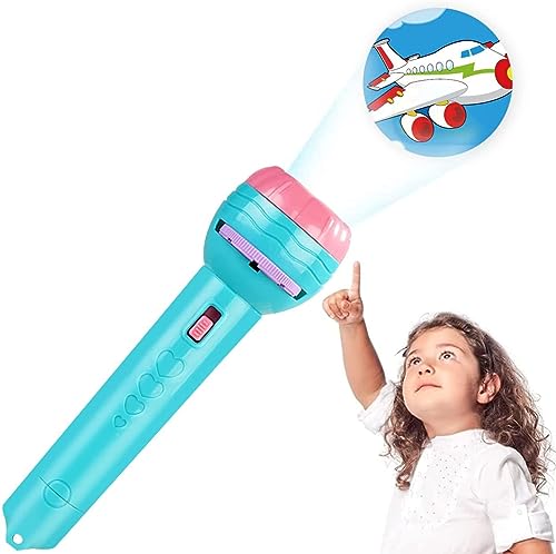 Image of 3 Slides 24 Pictures Clear Projection Slide Flashlight Projector Torch for Kids, Mini Flash Light Projector Toys for Kids, Lighting Toys for Kids 1, 2 & 3 Year Old Random Multicolor