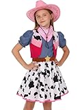 Doxrmuru Cowgirl Costume for Girls Halloween Western Rodeo Dress Up Outfit with Cowgirl Hat 3-4T Years