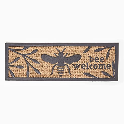 HOMESCAPES Bee Door Mat Rubber and Coir Anti-Slip Doormat for Indoor and Outdoor Use W 75 x H 25 cm