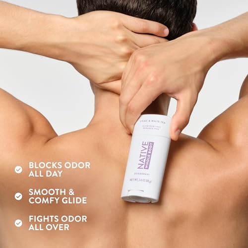 Image of Native Whole Body Deodorant, Lilac & White Tea Scent, 72 Hour Odor Protection for Pits, Privates & More, Aluminum Free Deodorant for Men & Women with Coconut Oil & Shea Butter, 2.3oz
