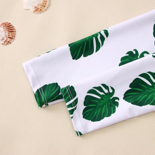 CM C&M WODRO Girls' Long Sleeve Zipper One Piece Swimsuit Kid Flower Print Rashguard Bathing Suit UPF 50+ Swimwear 7-124