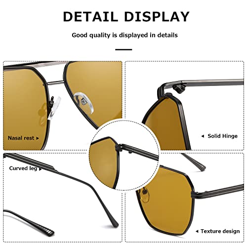 Retro Oversized Square Polarized Sunglasses for Women and Men Vintage Shades Classic Large Metal Sun Glasses4