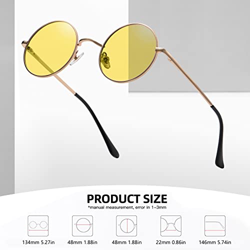 Image of MEETSUN Small Round Polarized Sunglasses for Men Women Metal Retro Hippie Circle Sun Glasses Driving Festival Cosplay UV400